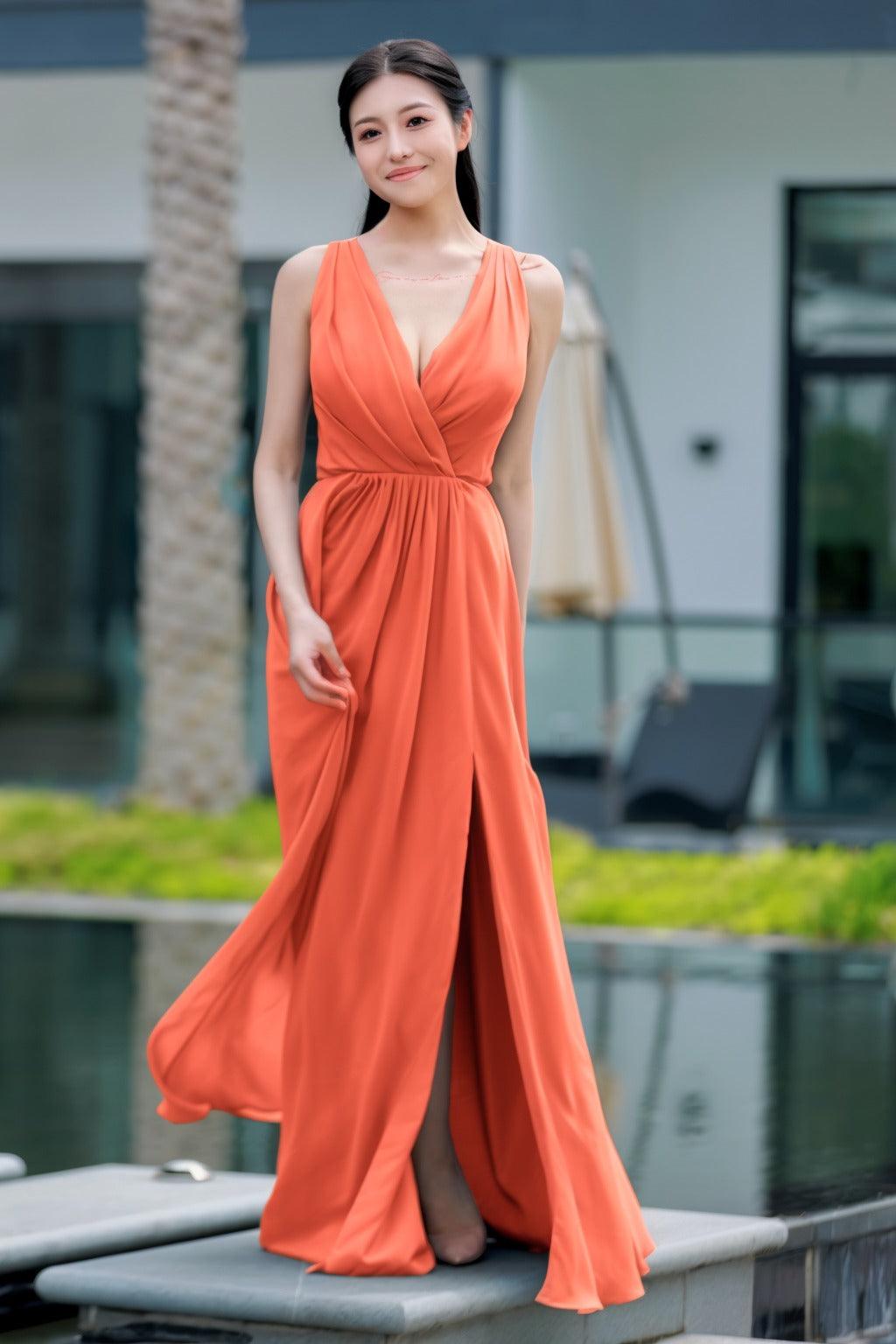 A-Line Floor Length Chiffon Bridesmaid Dress CB0708 - COCOMELODY