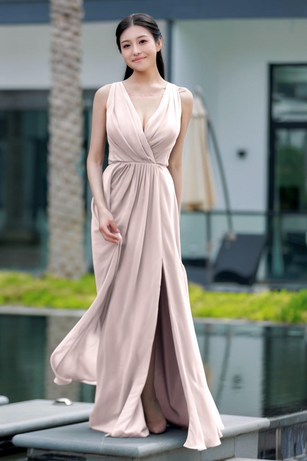 A-Line Floor Length Chiffon Bridesmaid Dress CB0708 - COCOMELODY