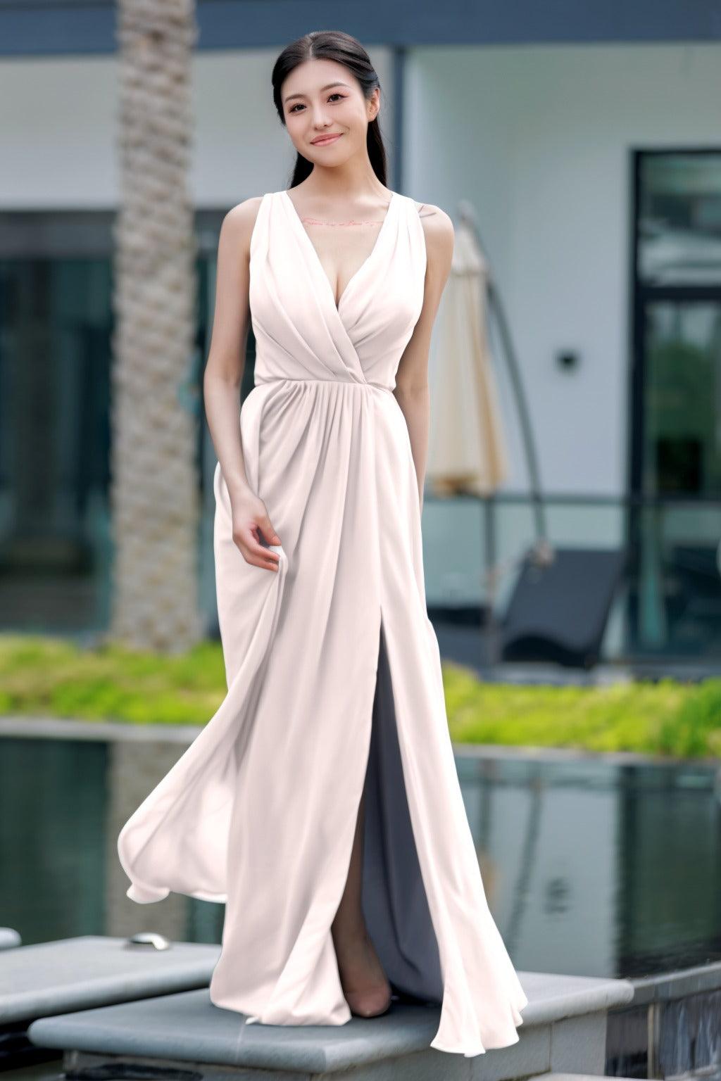 A-Line Floor Length Chiffon Bridesmaid Dress CB0708 - COCOMELODY