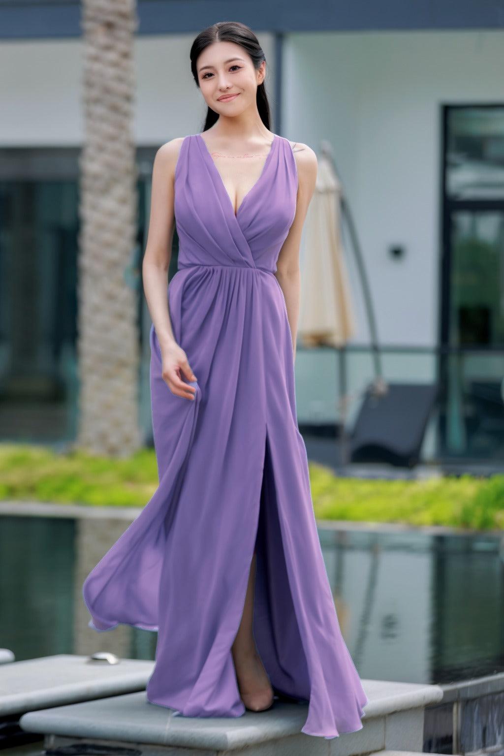 A-Line Floor Length Chiffon Bridesmaid Dress CB0708 - COCOMELODY