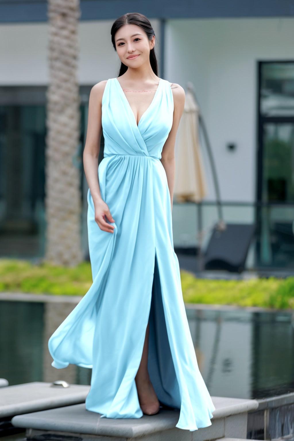 A-Line Floor Length Chiffon Bridesmaid Dress CB0708 - COCOMELODY
