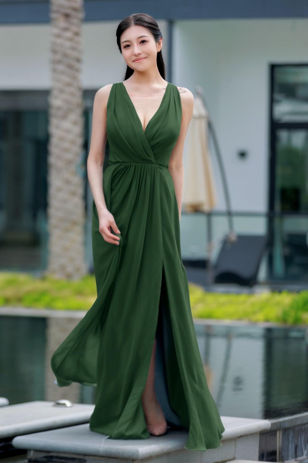 A-Line Floor Length Chiffon Bridesmaid Dress CB0708 - COCOMELODY