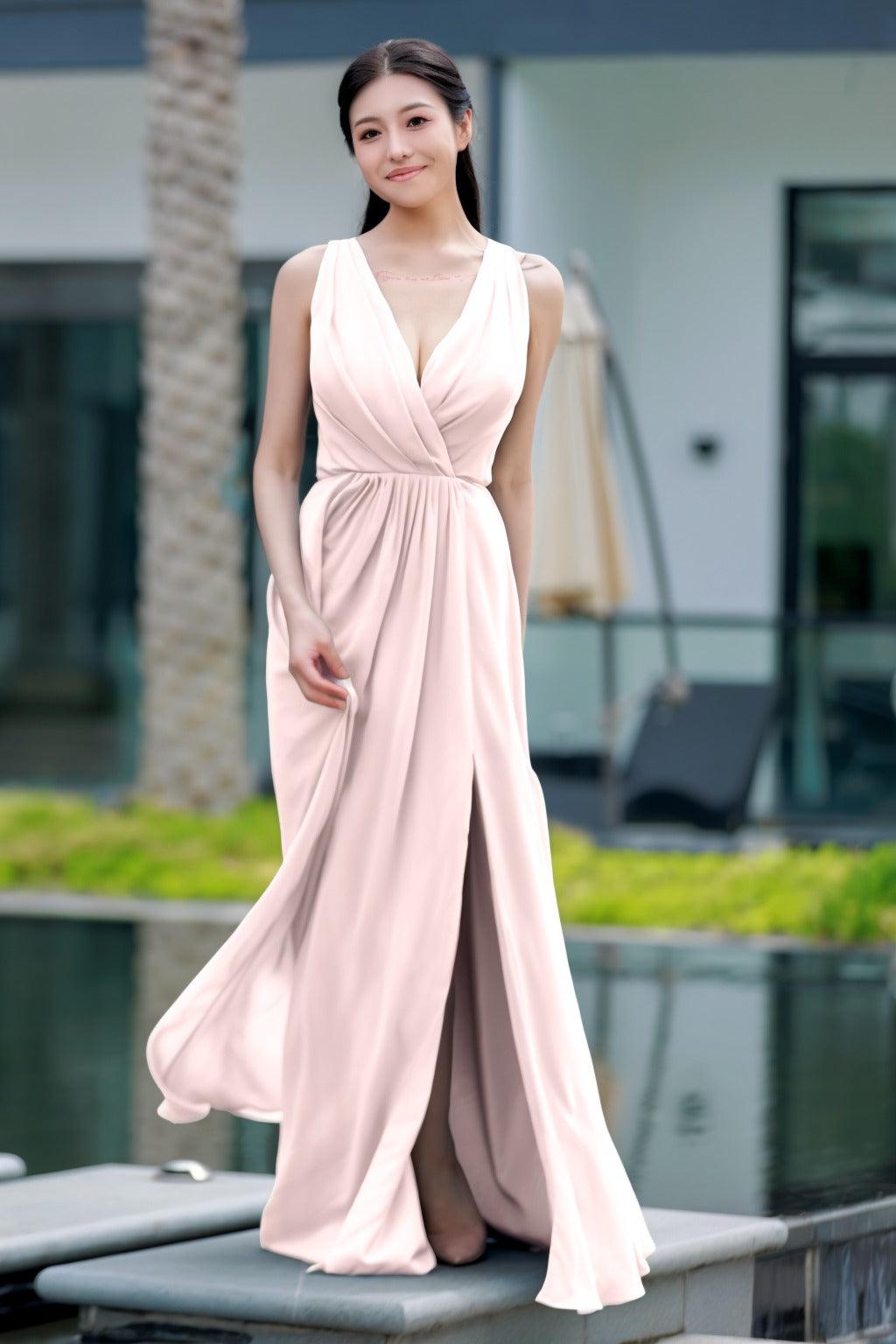 A-Line Floor Length Chiffon Bridesmaid Dress CB0708 - COCOMELODY