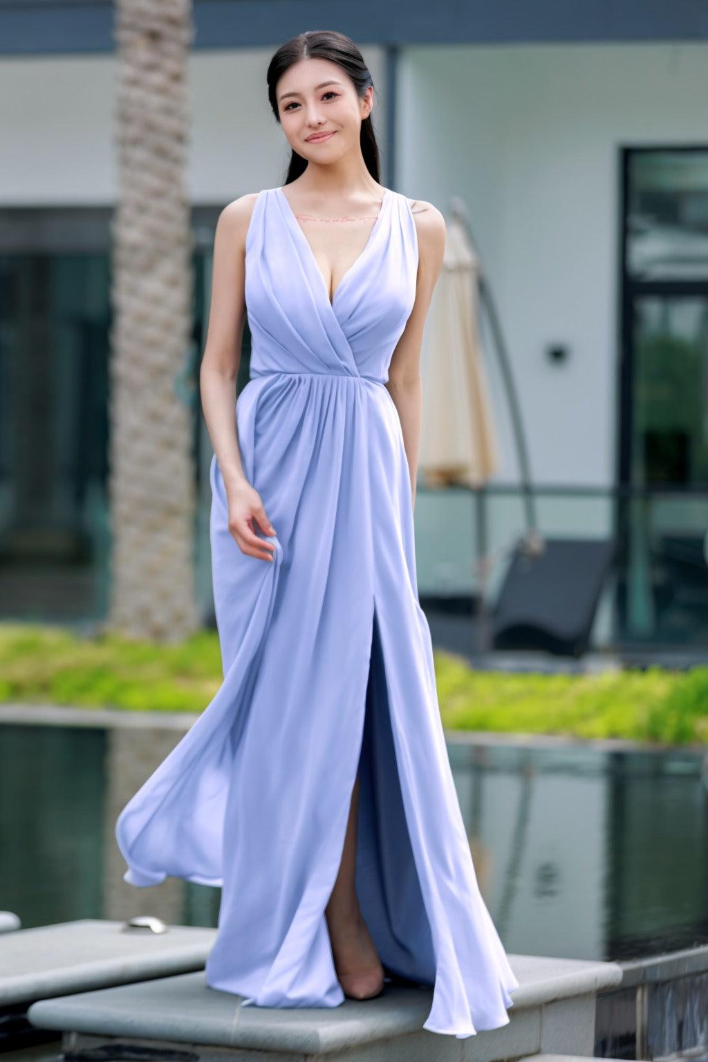 A-Line Floor Length Chiffon Bridesmaid Dress CB0708 - COCOMELODY