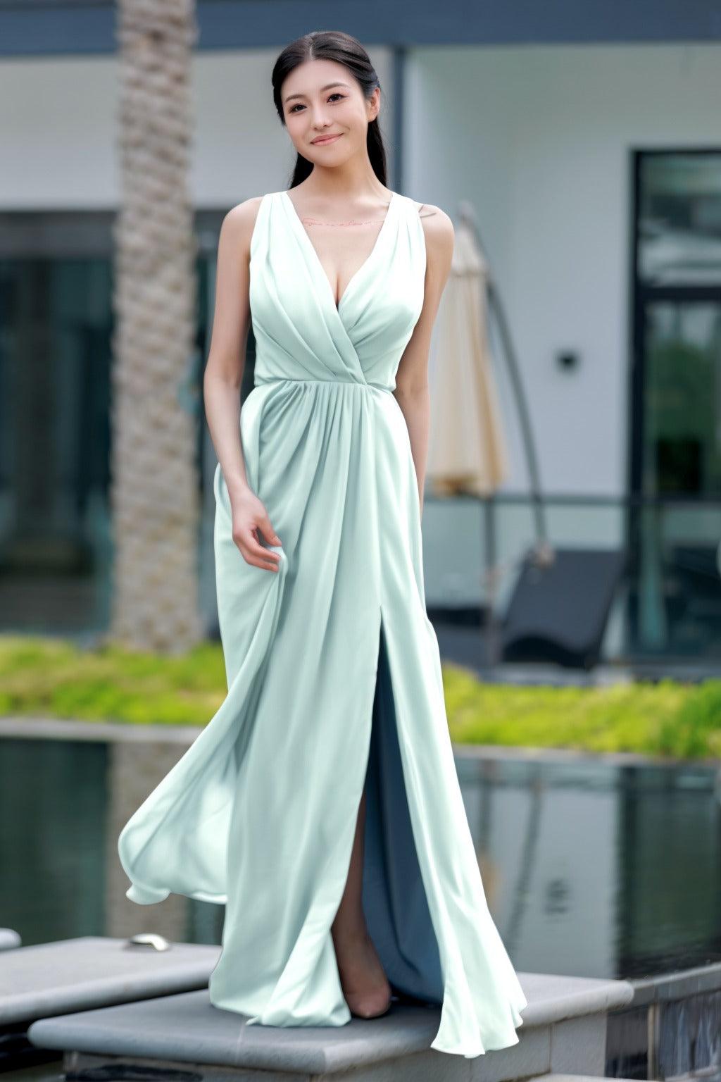 A-Line Floor Length Chiffon Bridesmaid Dress CB0708 - COCOMELODY