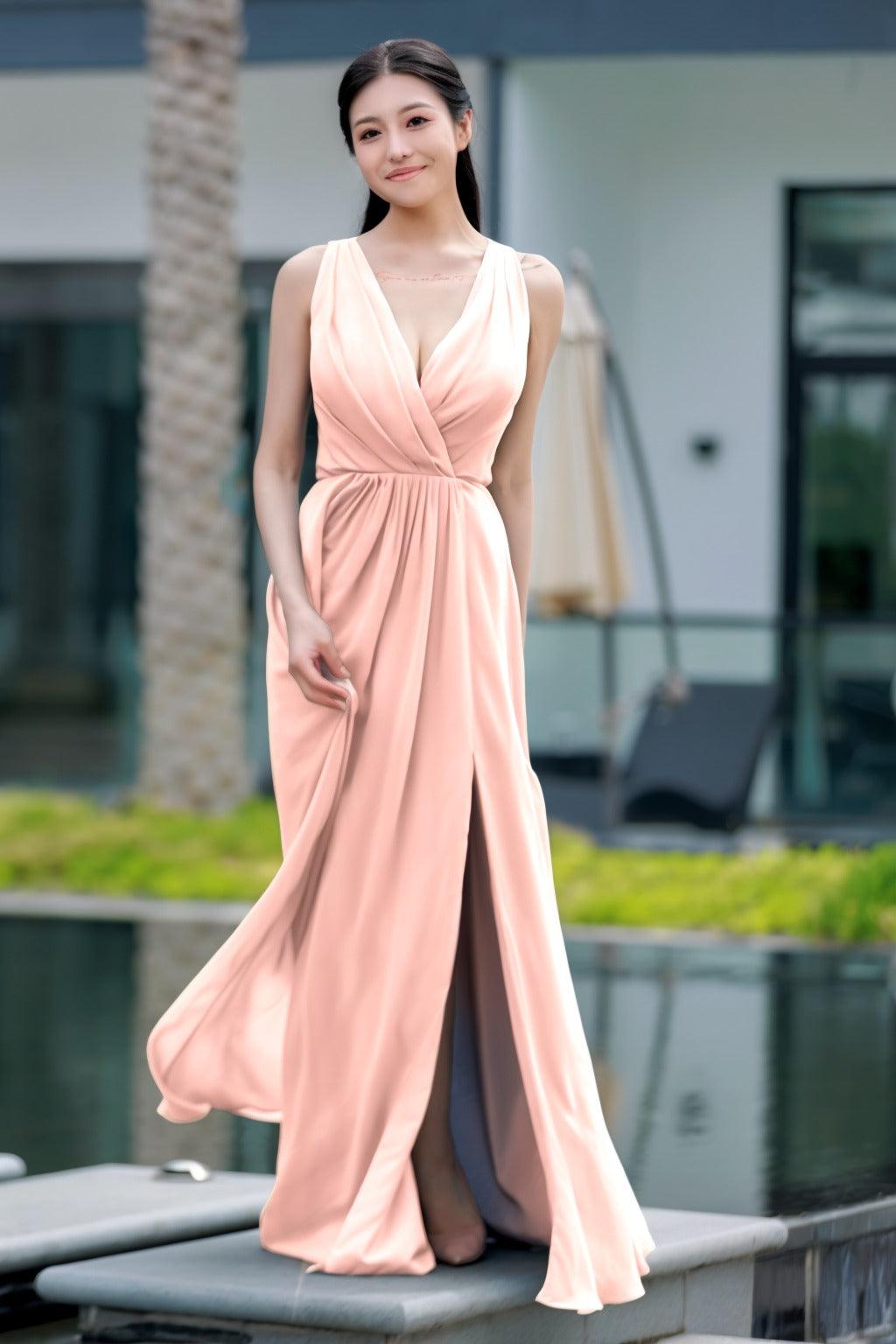 A-Line Floor Length Chiffon Bridesmaid Dress CB0708 - COCOMELODY