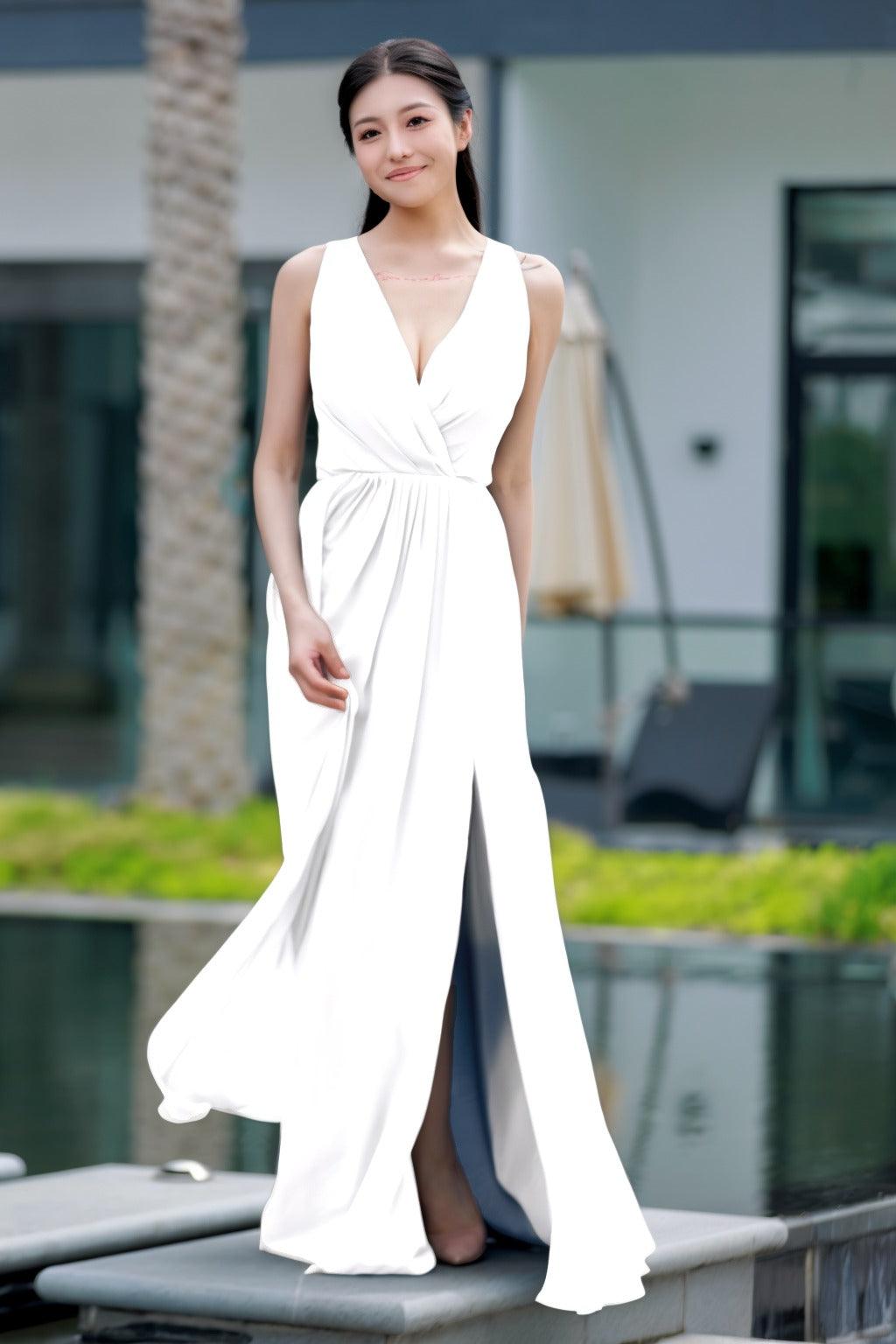 A-Line Floor Length Chiffon Bridesmaid Dress CB0708 - COCOMELODY