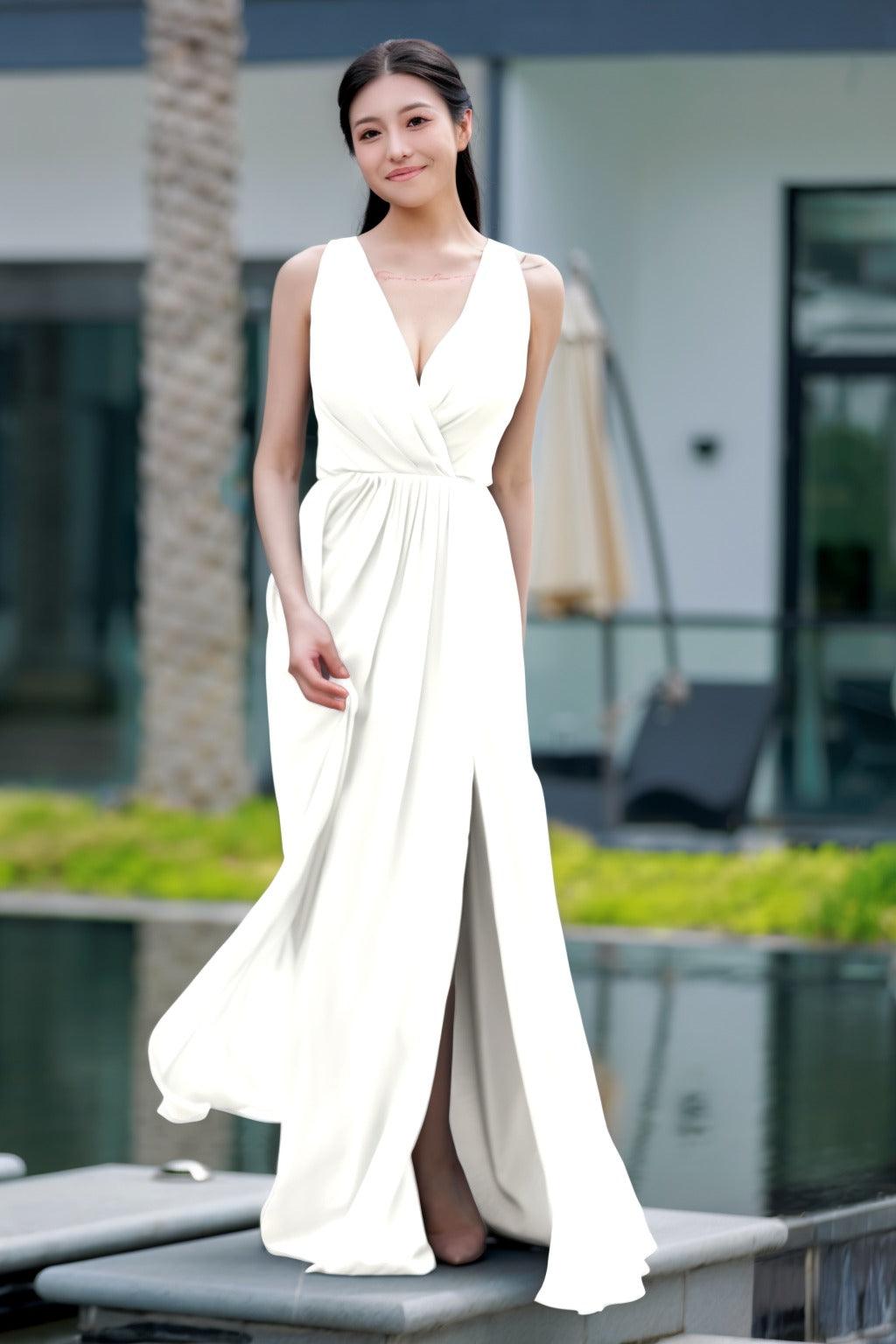A-Line Floor Length Chiffon Bridesmaid Dress CB0708 - COCOMELODY