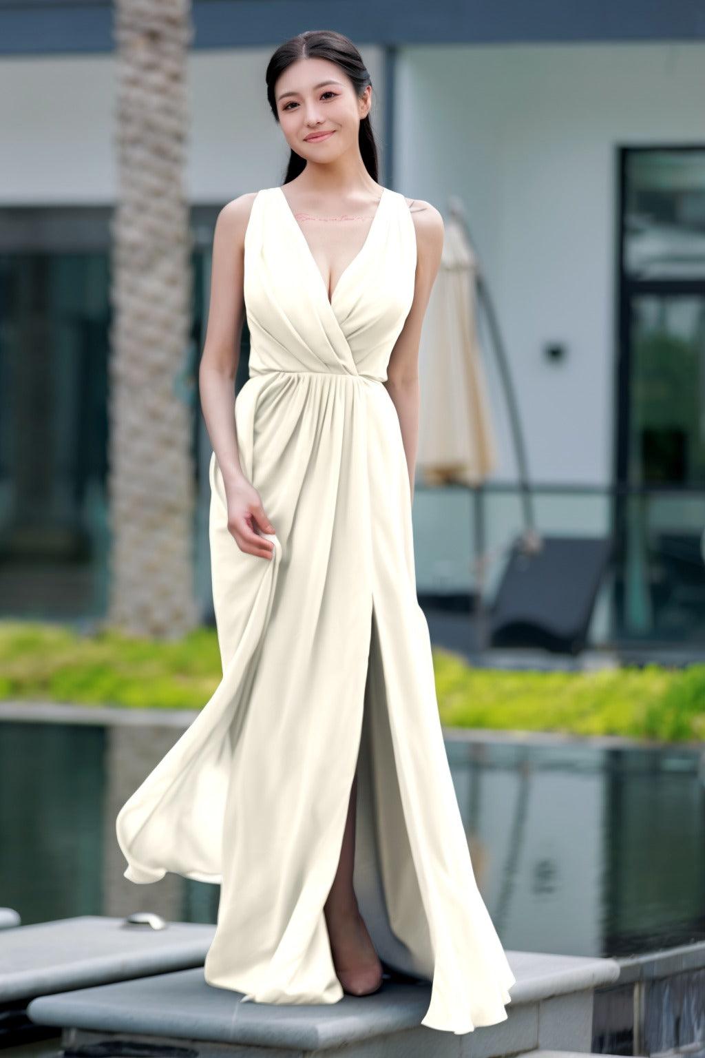 A-Line Floor Length Chiffon Bridesmaid Dress CB0708 - COCOMELODY