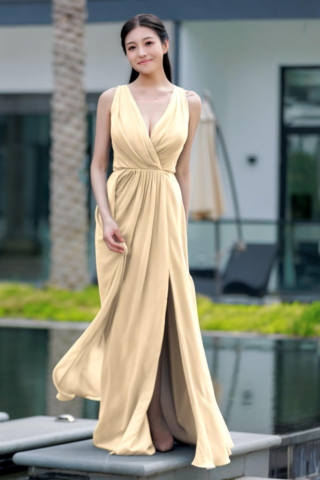 A-Line Floor Length Chiffon Bridesmaid Dress CB0708 - COCOMELODY