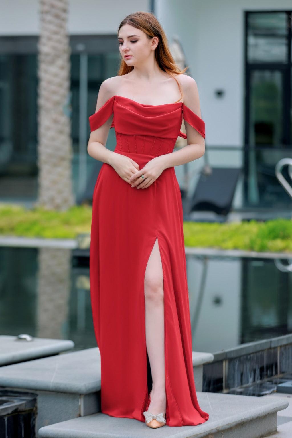 A-Line Floor Length Chiffon Bridesmaid Dress CB0709PS - COCOMELODY