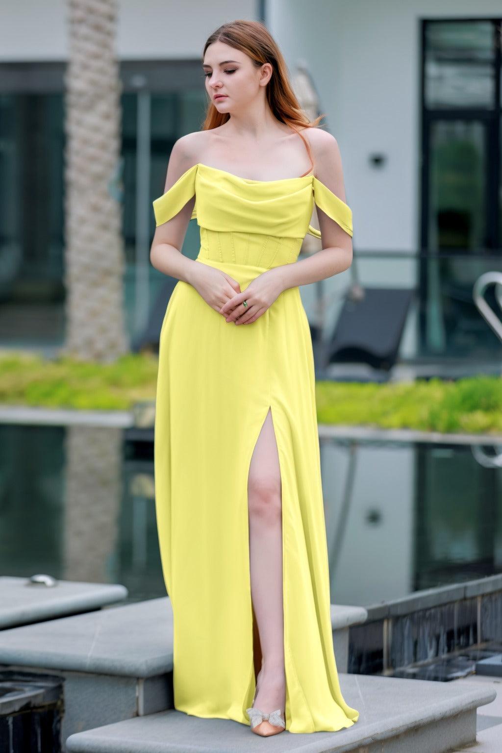 A-Line Floor Length Chiffon Bridesmaid Dress CB0709PS - COCOMELODY