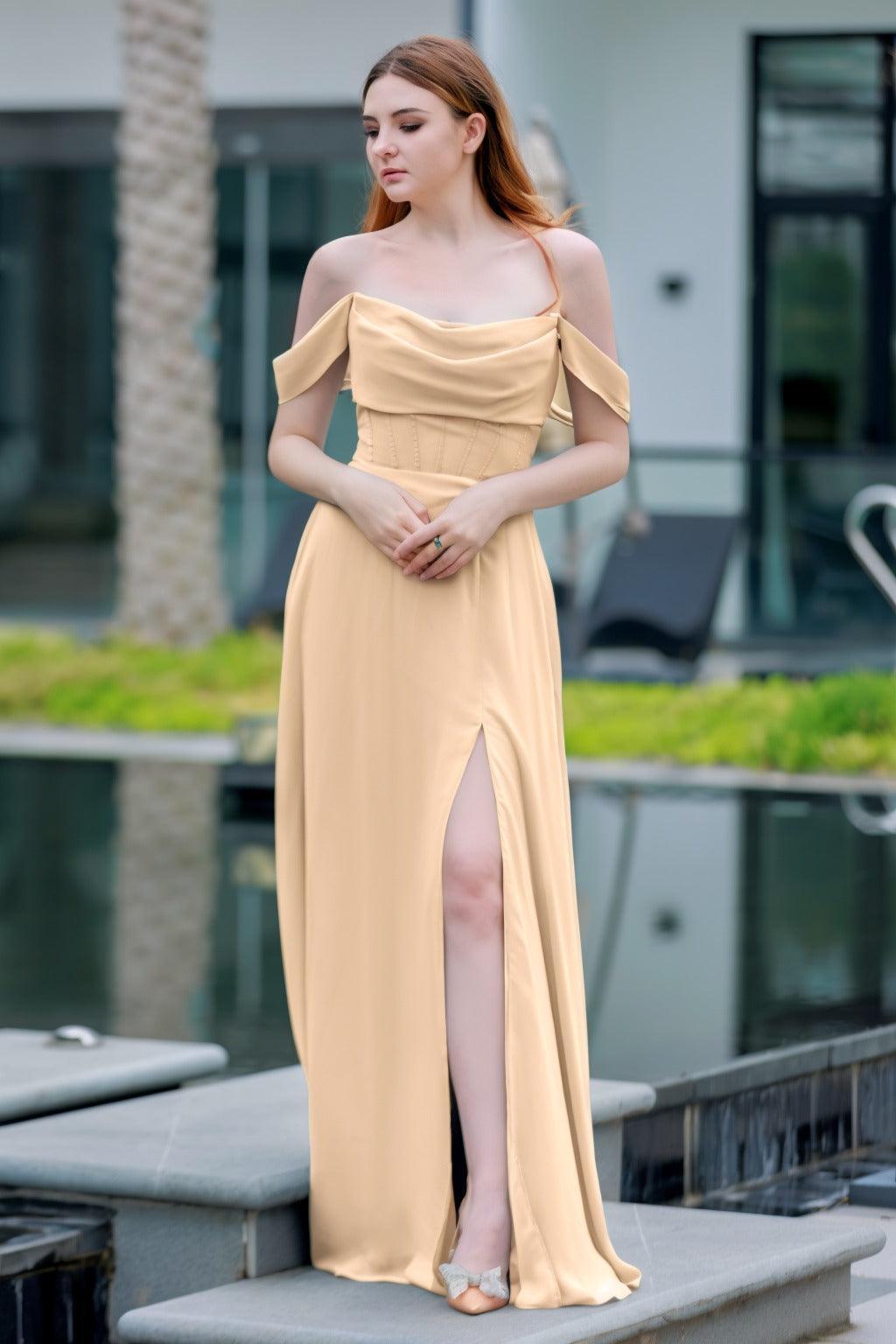 A-Line Floor Length Chiffon Bridesmaid Dress CB0709PS - COCOMELODY