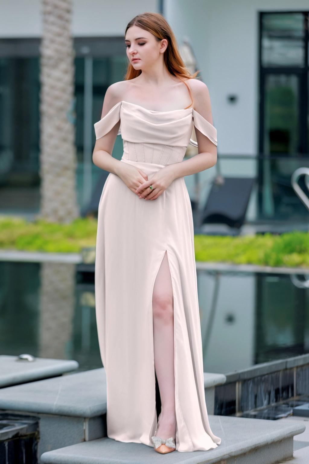 A-Line Floor Length Chiffon Bridesmaid Dress CB0709PS - COCOMELODY