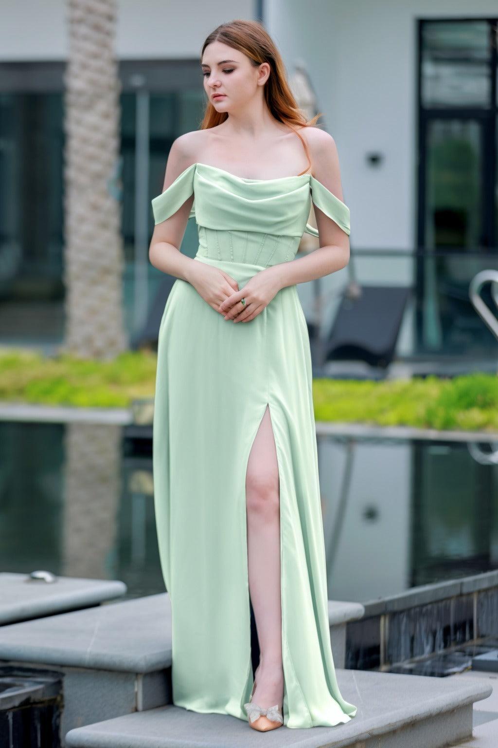 A-Line Floor Length Chiffon Bridesmaid Dress CB0709PS - COCOMELODY