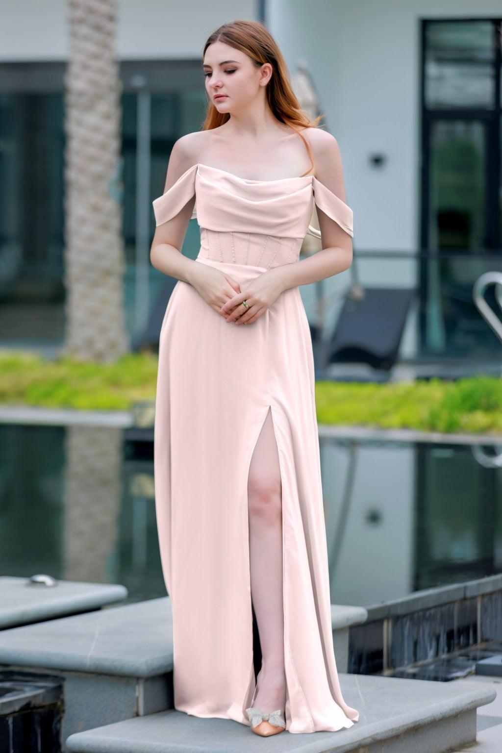 A-Line Floor Length Chiffon Bridesmaid Dress CB0709PS - COCOMELODY