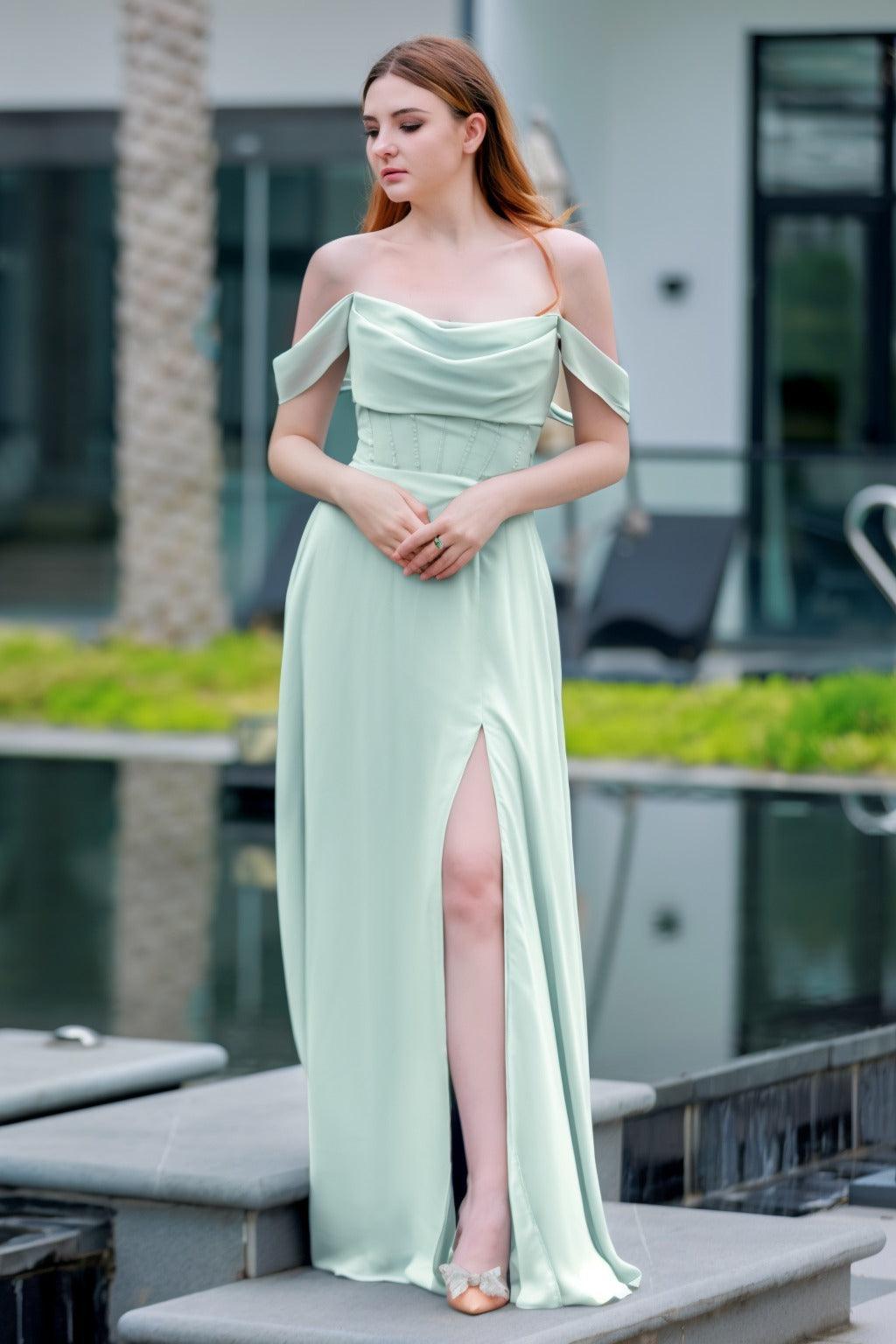 A-Line Floor Length Chiffon Bridesmaid Dress CB0709PS - COCOMELODY