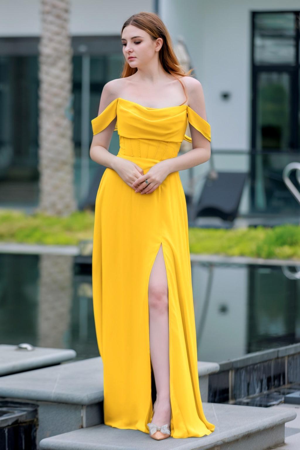 A-Line Floor Length Chiffon Bridesmaid Dress CB0709PS - COCOMELODY