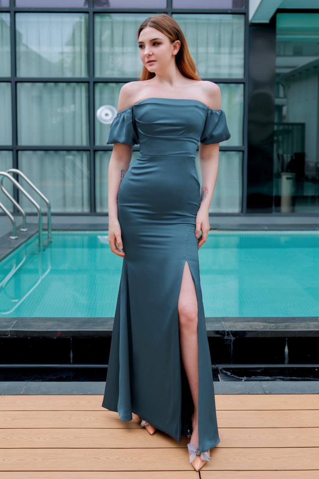 Sheath-Column Floor Length Luxe Satin Bridesmaid Dress CB0712 - COCOMELODY