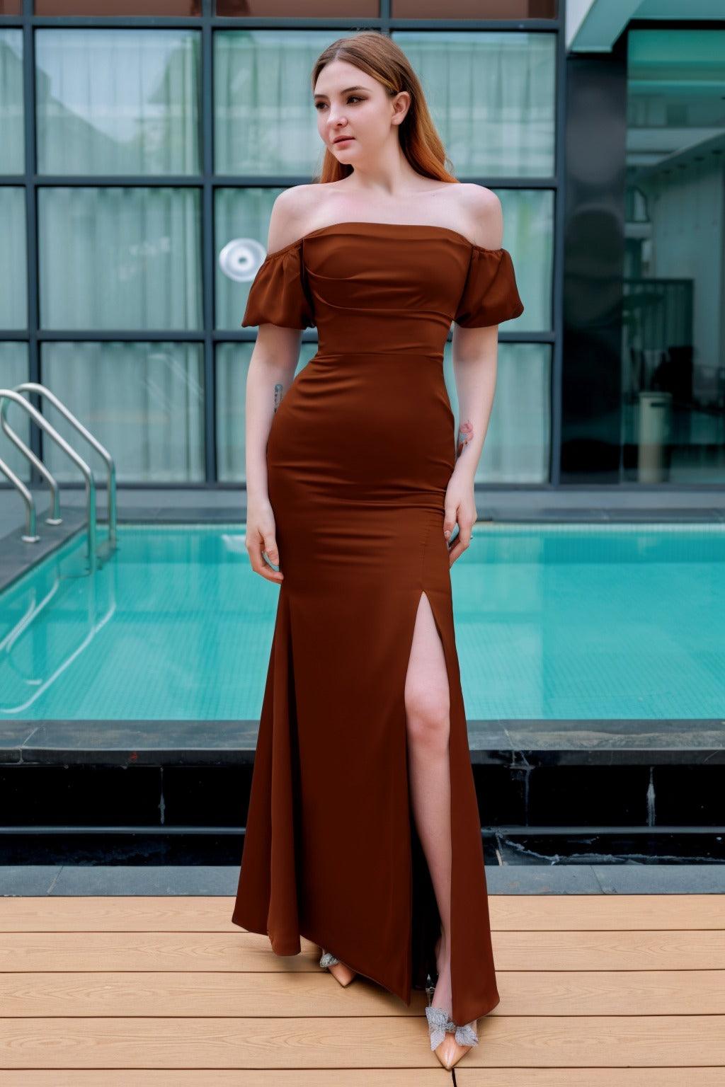 Sheath-Column Floor Length Luxe Satin Bridesmaid Dress CB0712 - COCOMELODY
