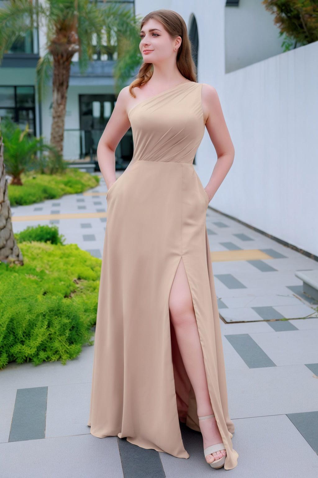 A-Line Floor Length Chiffon Bridesmaid Dress CB0715 - COCOMELODY