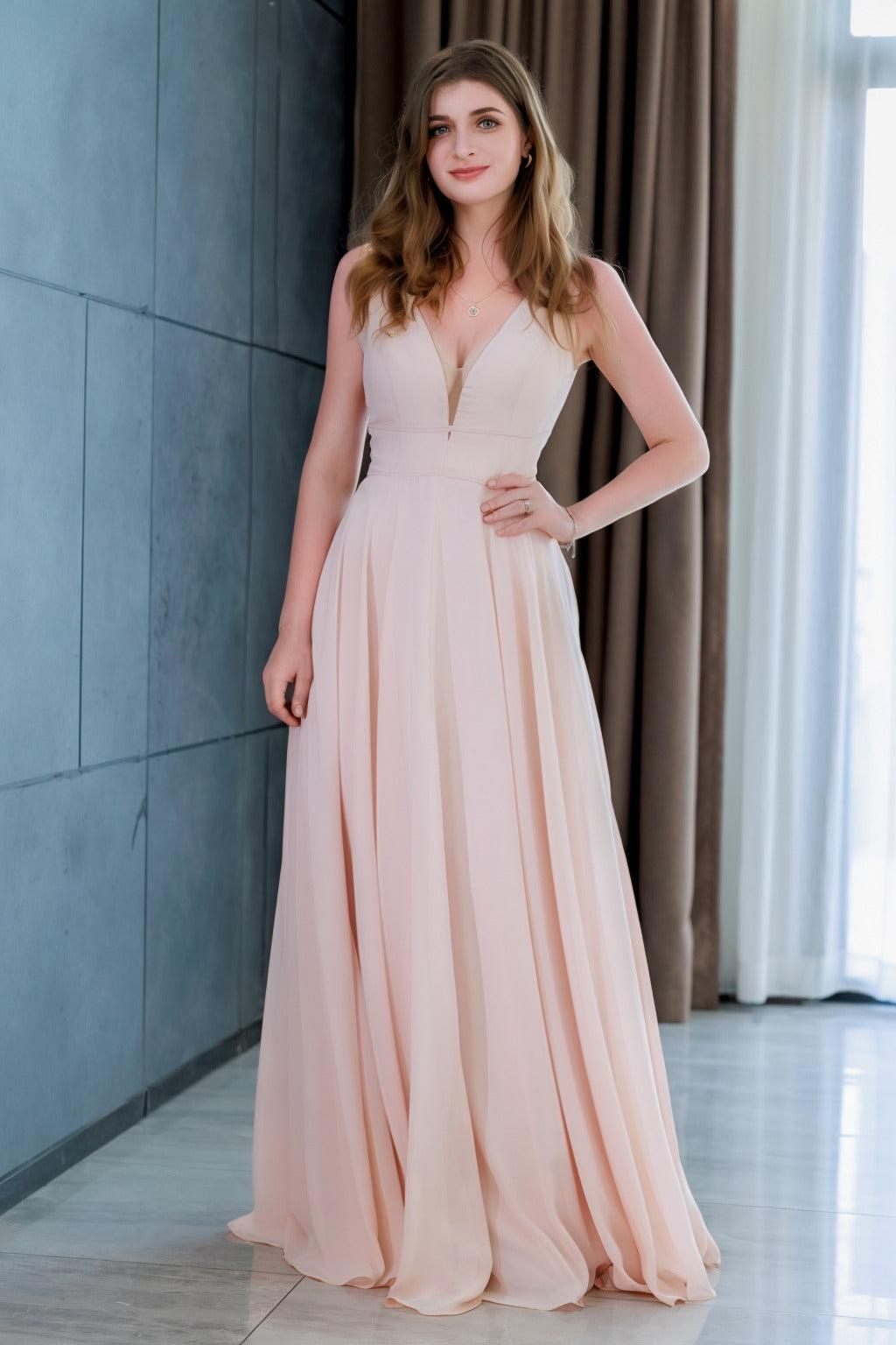 A-Line Floor Length Chiffon Bridesmaid Dress CB0716 - COCOMELODY