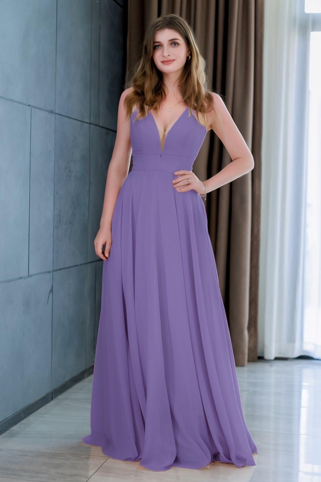 A-Line Floor Length Chiffon Bridesmaid Dress CB0716 - COCOMELODY