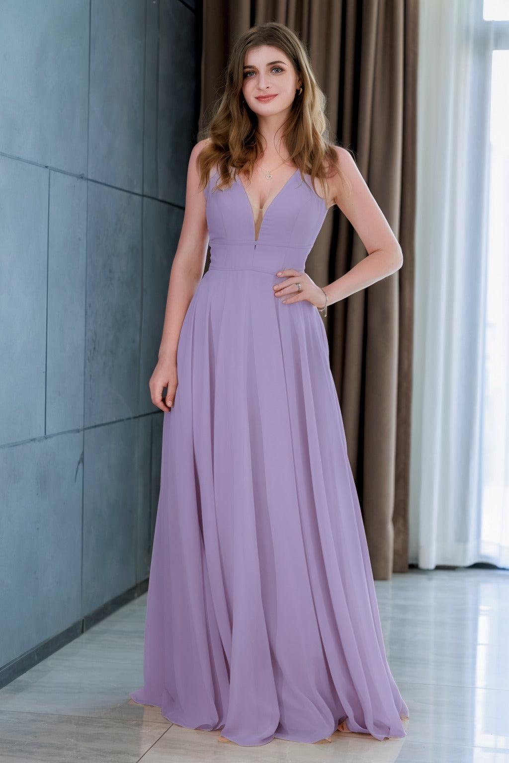 A-Line Floor Length Chiffon Bridesmaid Dress CB0716 - COCOMELODY