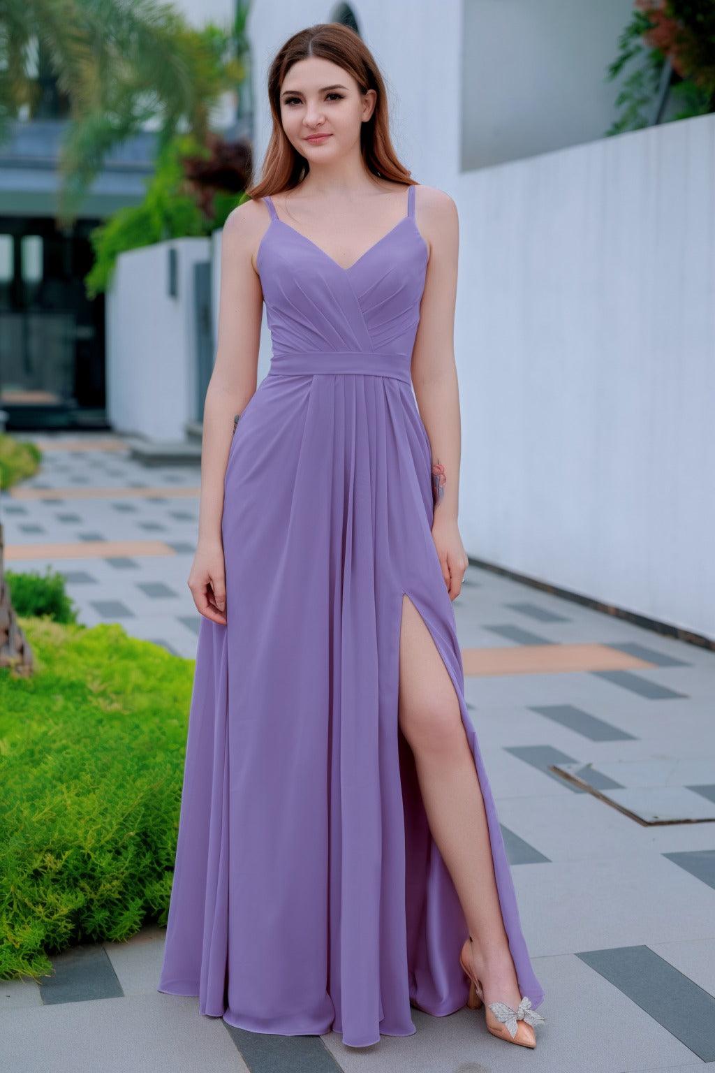 A-Line Floor Length Chiffon Bridesmaid Dress CB0718 - COCOMELODY