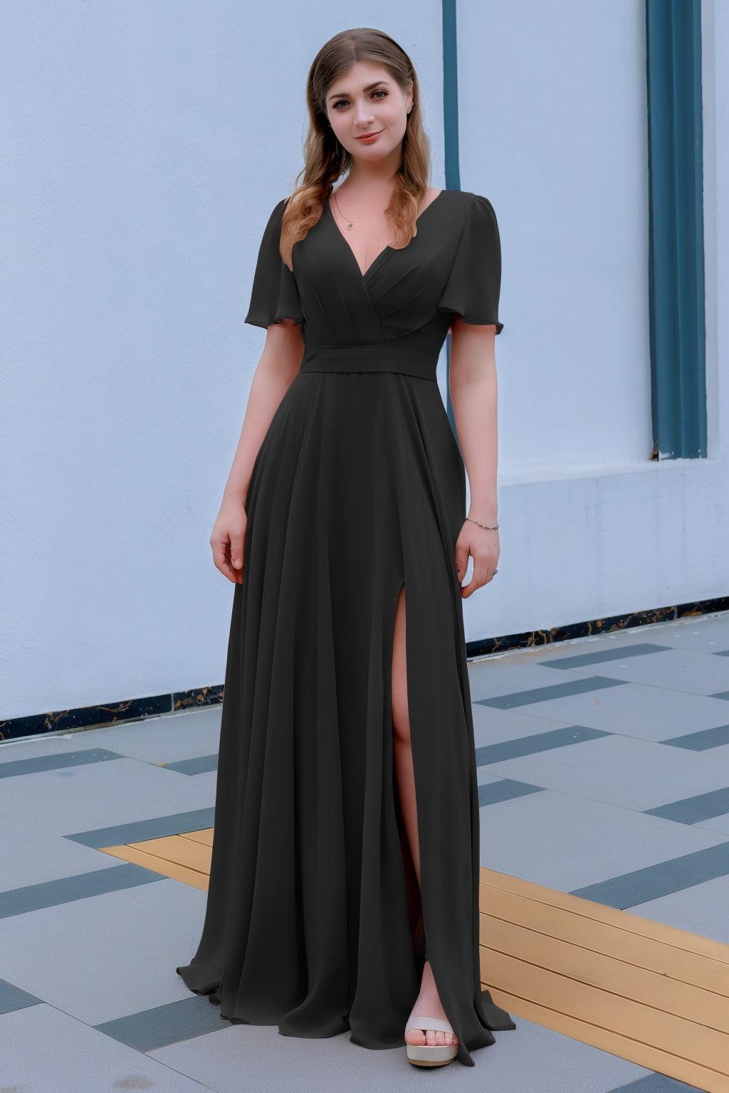 A-Line Floor Length Chiffon Bridesmaid Dress CB0719 - COCOMELODY