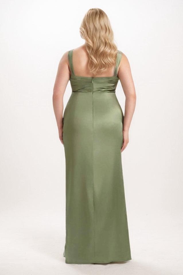 Sheath-Column Maxi Satin Bridesmaid Dress CB0734 - COCOMELODY
