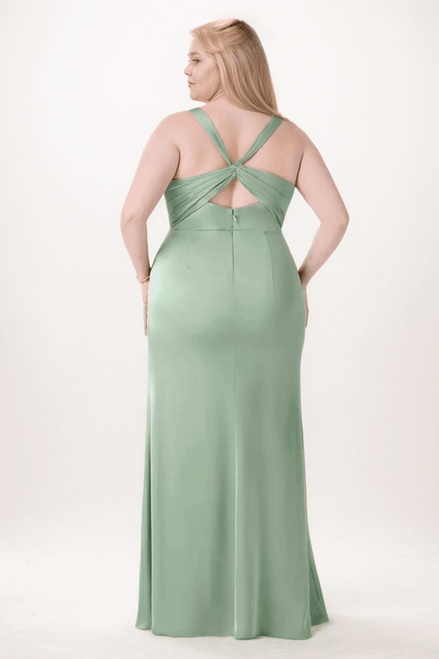 Sheath-Column Maxi Elastic Silk like Satin Bridesmaid Dress CB0735 - COCOMELODY