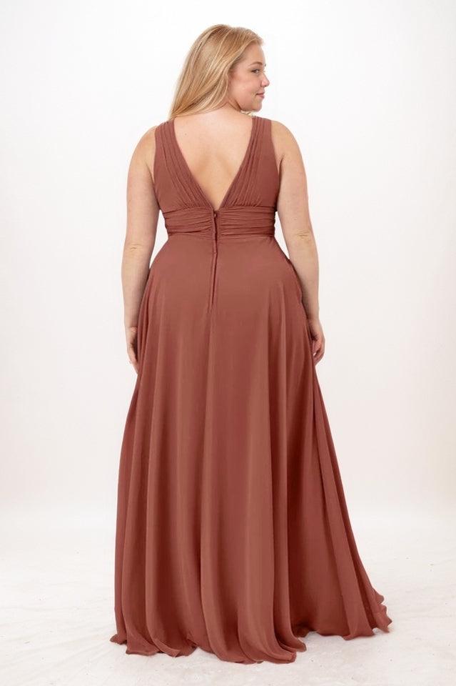 A-Line Maxi Chiffon Bridesmaid Dress CB0750 - COCOMELODY