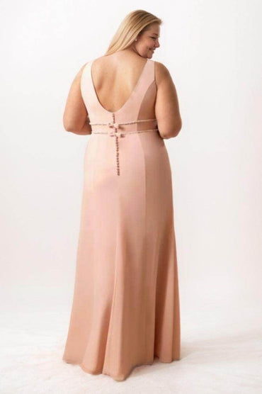 Sheath-Column Maxi Chiffon Bridesmaid Dress CB0760 - COCOMELODY