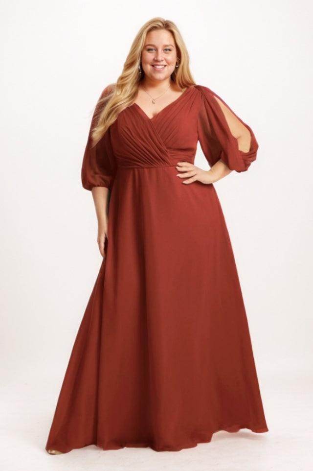 Elegant A-Line Maxi Chiffon Plus Size Bridesmaid Dresses For Every Wedding Vibe COCOMELODY CB0782, Dusty Blue Elegant A-Line Maxi Chiffon Plus Size Bridesmaid Dresses For Every Wedding Vibe COCOMELODY CB0782, Dusty Blue