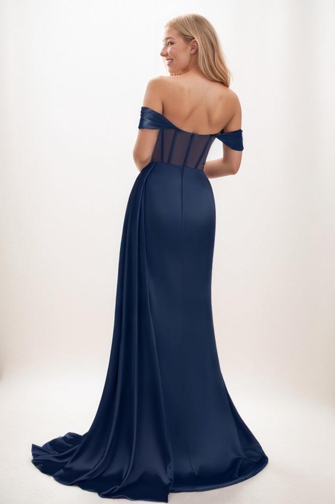 Off The Shoulder Bridesmaid Dress with Cap Sleeves CB0801 - COCOMELODY