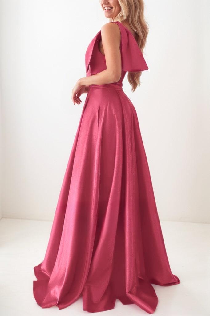 A-Line Pink Bridesmaid Dress with Bowknot and Pockets CB0807
