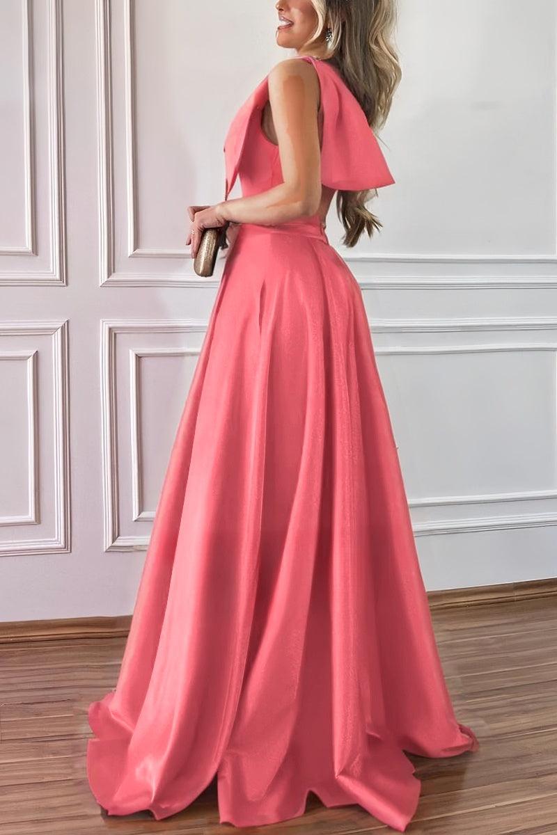 A-Line Pink Bridesmaid Dress with Bowknot and Pockets CB0807 - COCOMELODY