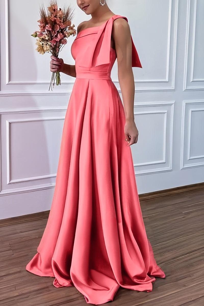 A-Line Pink Bridesmaid Dress with Bowknot and Pockets CB0807 - COCOMELODY