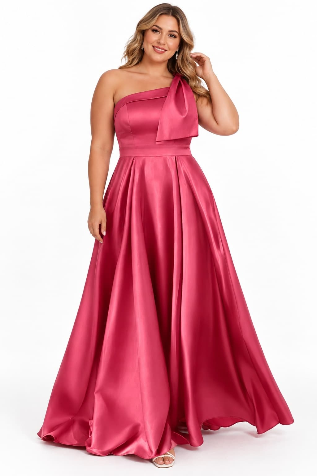 A-Line Pink Bridesmaid Dress with Bowknot and Pockets CB0807 - As Picture - COCOMELODY