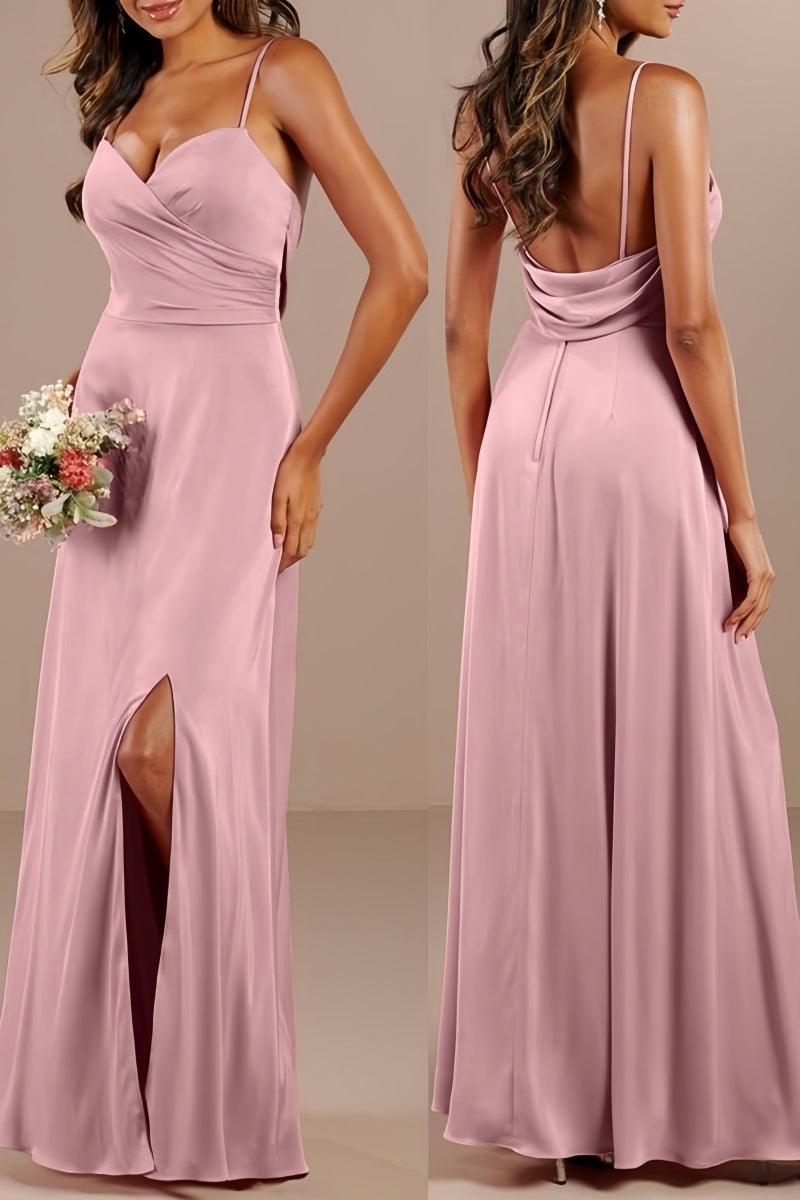 V-Neck Sleeveless Sheath Bridesmaid Dress with Split CB0811 - COCOMELODY