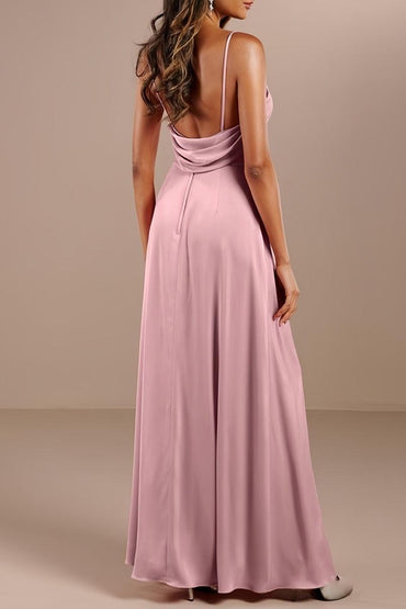 V-Neck Sleeveless Sheath Bridesmaid Dress with Split CB0811 - COCOMELODY