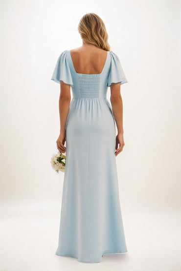 Sheath-Column Maxi Chiffon Bridesmaid Dress CB0813