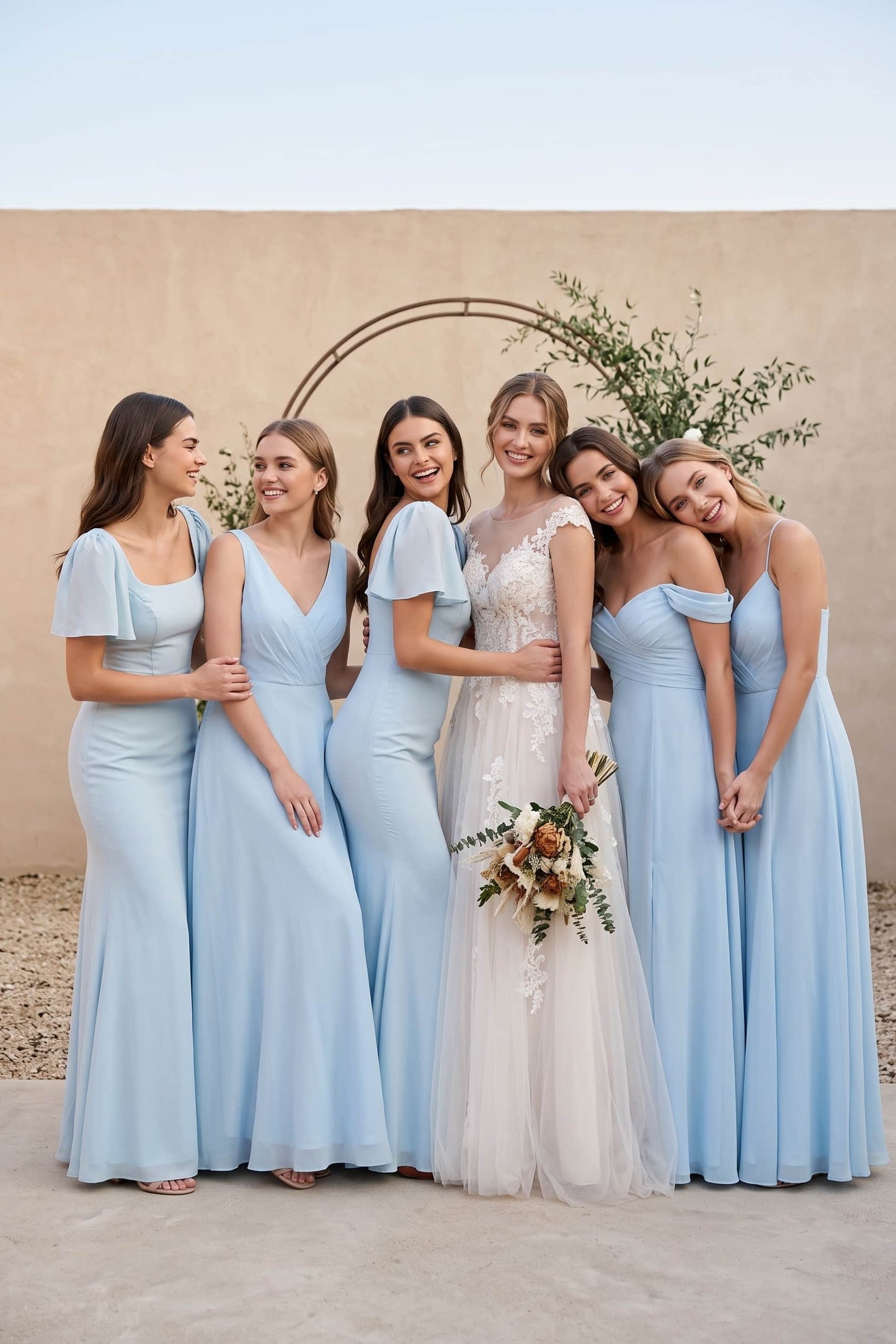 Sheath-Column Maxi Chiffon Bridesmaid Dress CB0813 - Light Blue - COCOMELODY