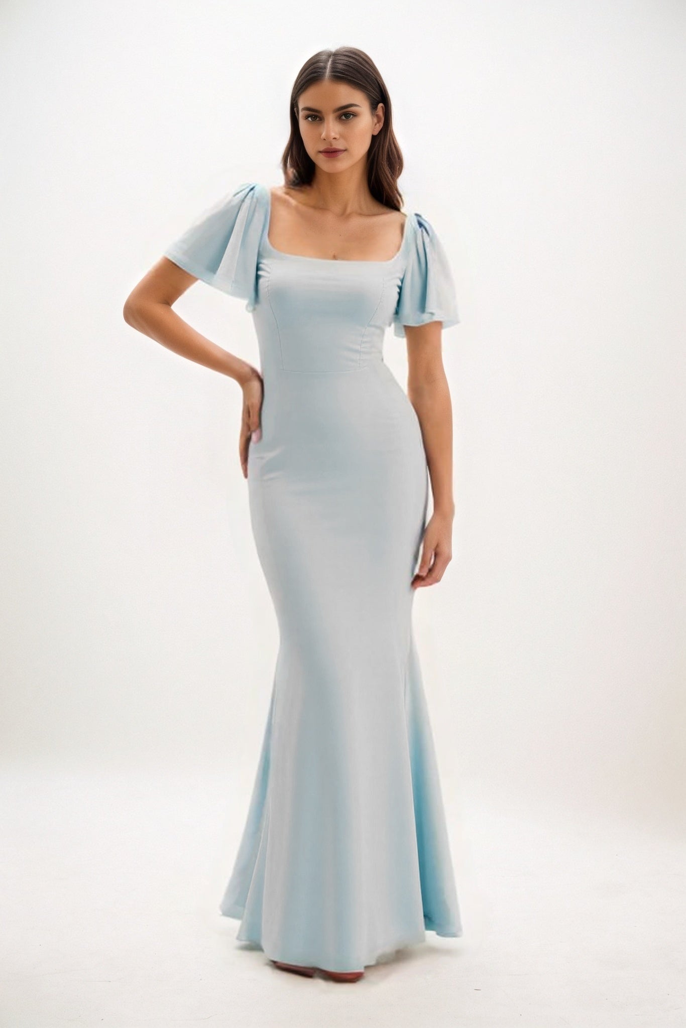 Sheath-Column Maxi Chiffon Bridesmaid Dress CB0813