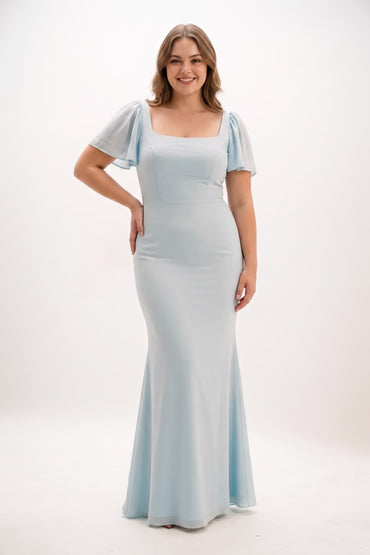 Sheath-Column Maxi Chiffon Bridesmaid Dress CB0813