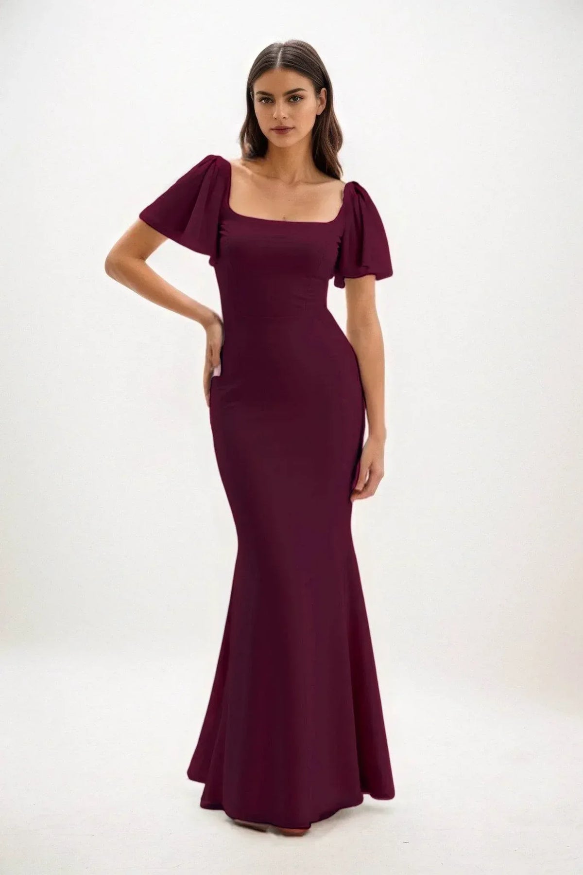 dusty blue wedding guest dress ADELITA