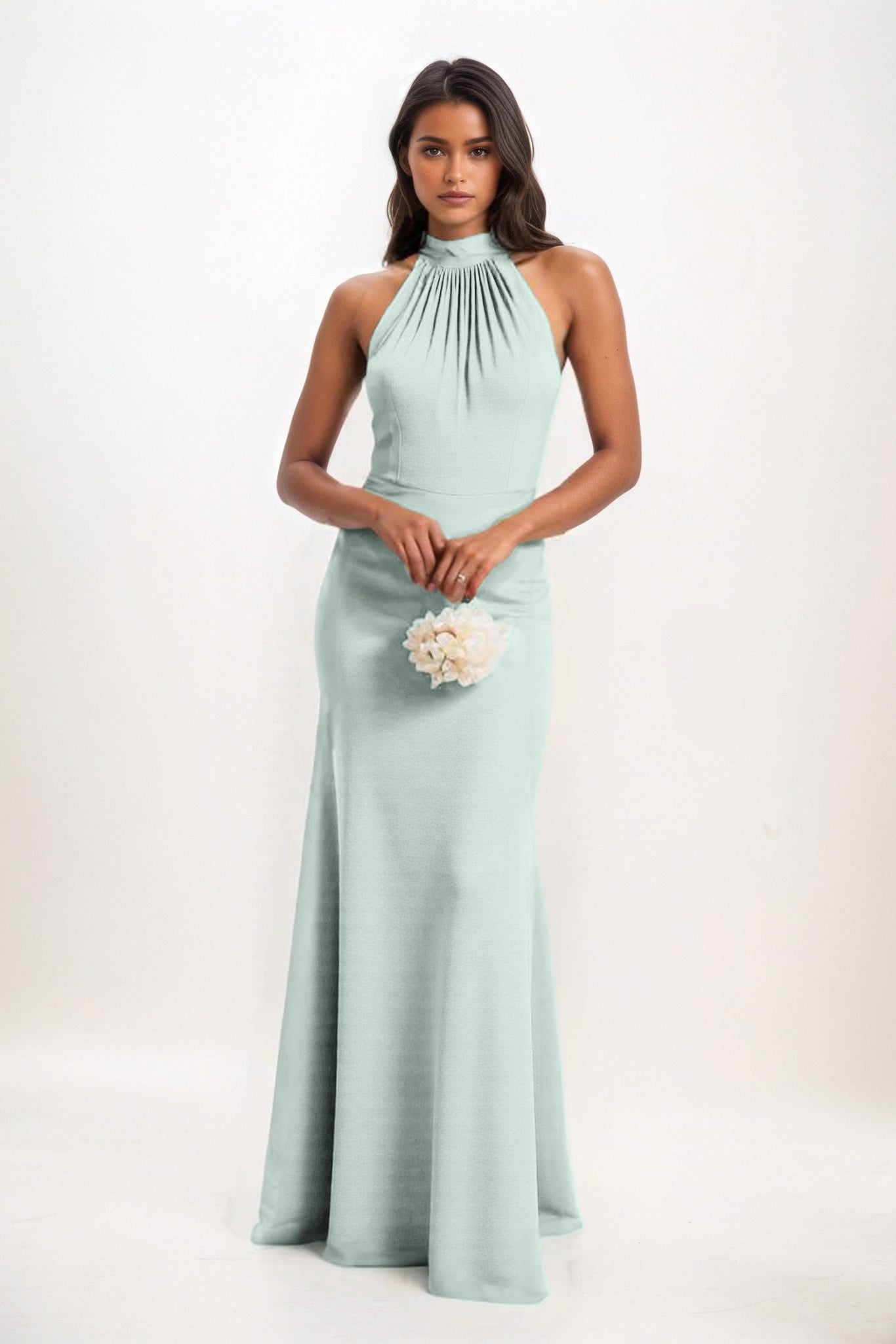Sheath-Column Maxi Elastic Cloth Bridesmaid Dress CB0814