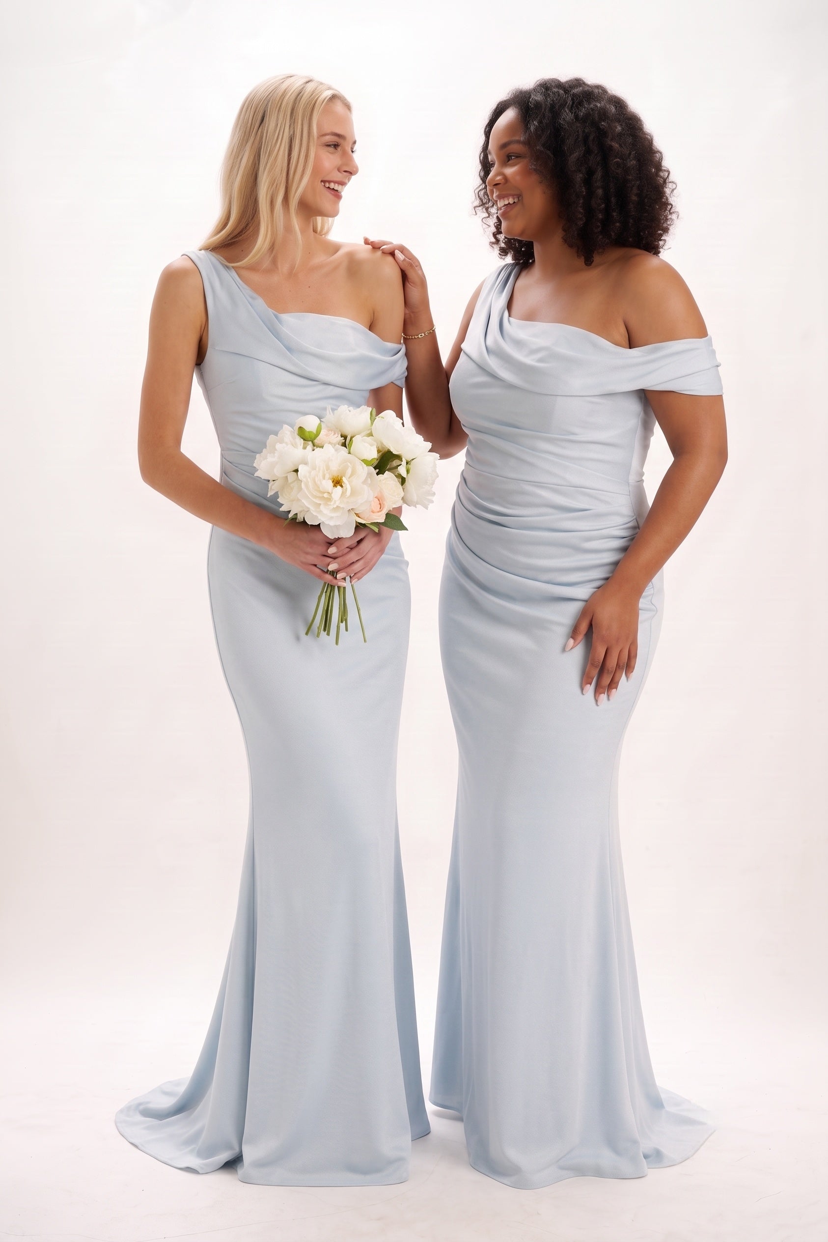 Sheath Maxi Luxe Satin Bridesmaid Dresses Off the Shoulder Wedding