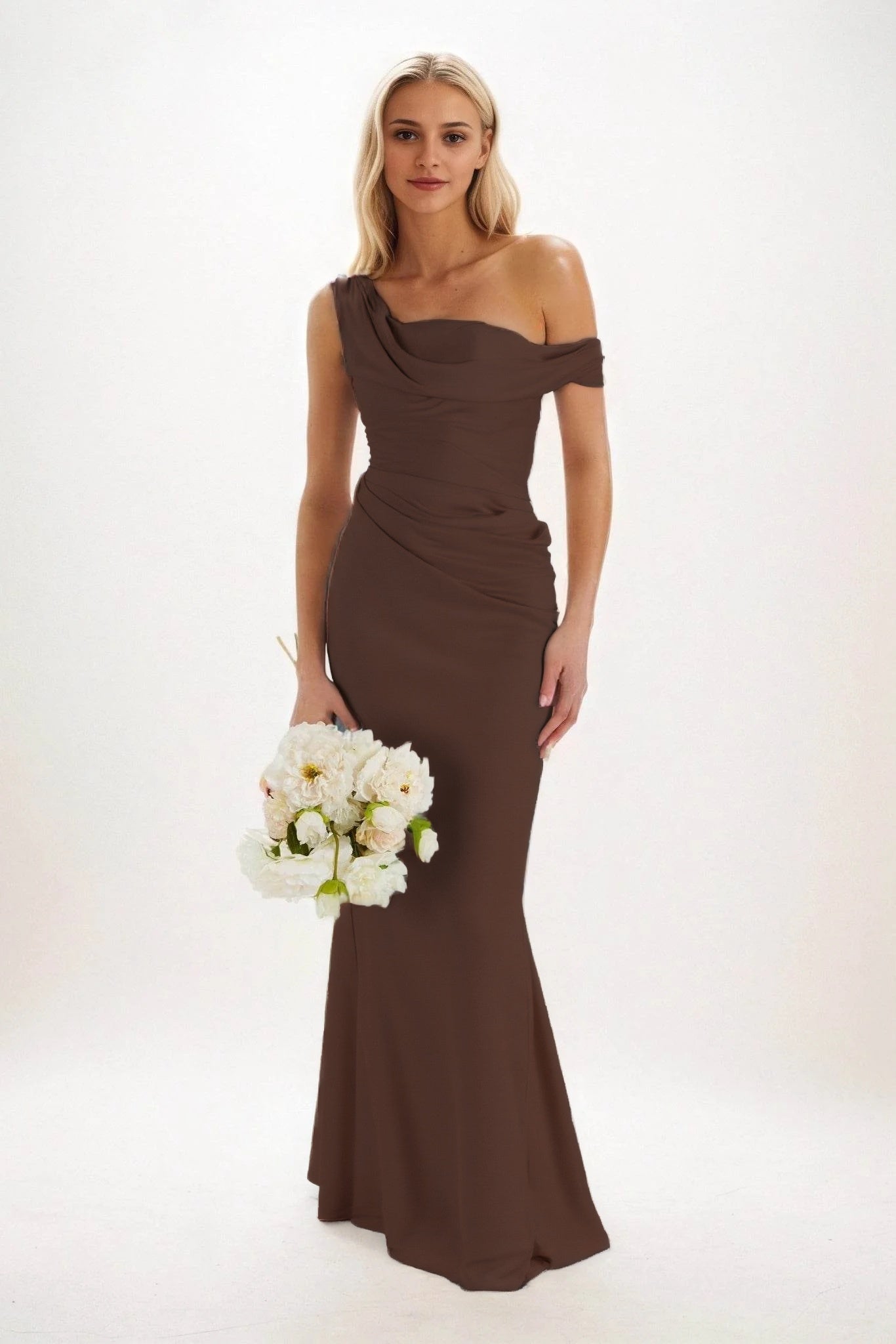 Sheath-Column Maxi Luxe Satin Bridesmaid Dress CB0815